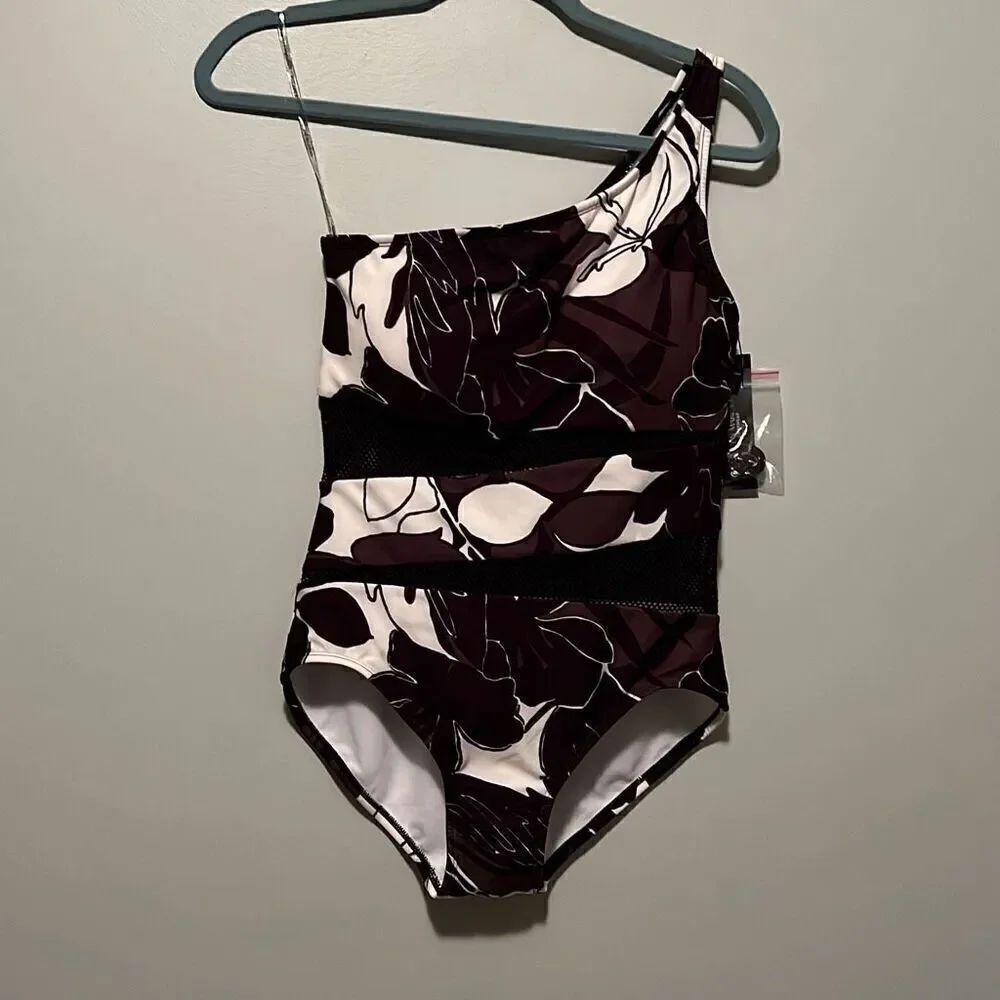 NWT Carmen Marc Valvo Women's Multicolor Mesh Cut Out Swimsuit One Piece
